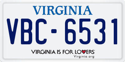 VA license plate VBC6531