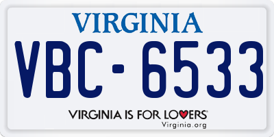 VA license plate VBC6533