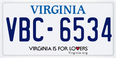 VA license plate VBC6534