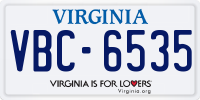 VA license plate VBC6535