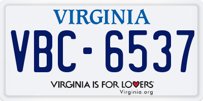 VA license plate VBC6537