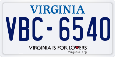 VA license plate VBC6540