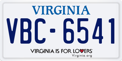 VA license plate VBC6541
