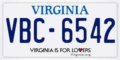 VA license plate VBC6542