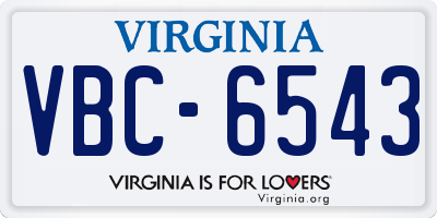 VA license plate VBC6543