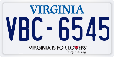 VA license plate VBC6545