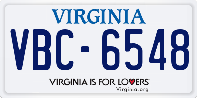 VA license plate VBC6548