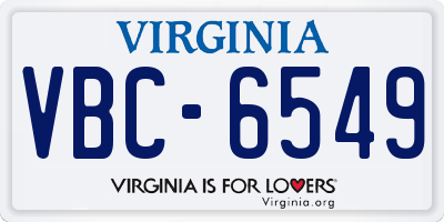 VA license plate VBC6549