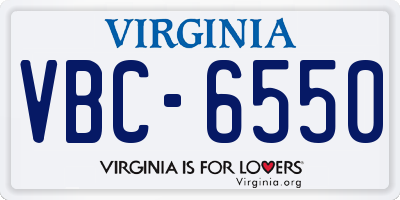VA license plate VBC6550