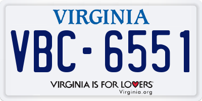 VA license plate VBC6551