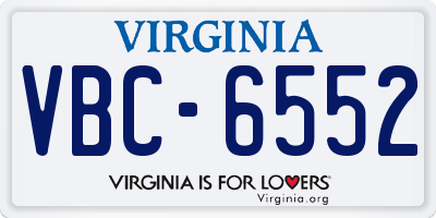 VA license plate VBC6552
