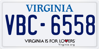VA license plate VBC6558