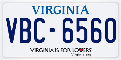 VA license plate VBC6560
