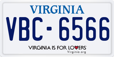 VA license plate VBC6566