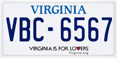 VA license plate VBC6567