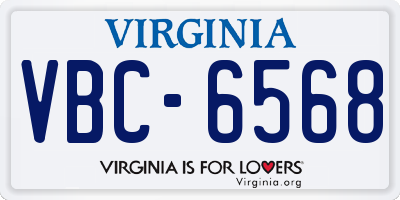 VA license plate VBC6568