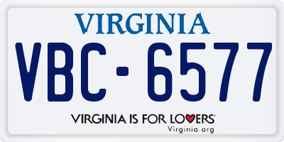 VA license plate VBC6577