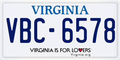 VA license plate VBC6578
