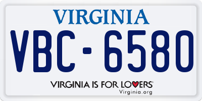 VA license plate VBC6580