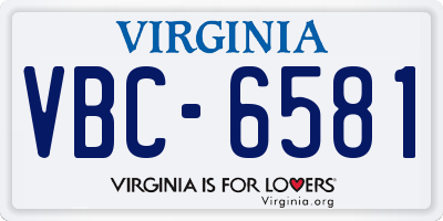 VA license plate VBC6581