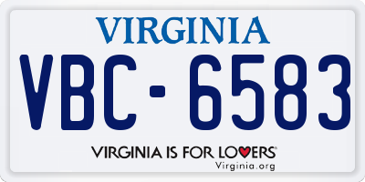 VA license plate VBC6583
