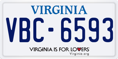 VA license plate VBC6593