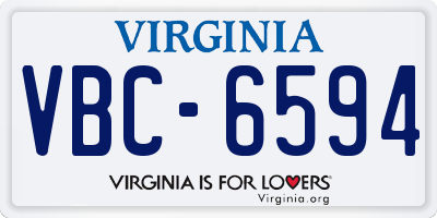 VA license plate VBC6594