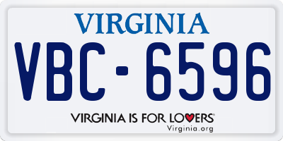 VA license plate VBC6596