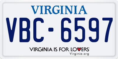 VA license plate VBC6597