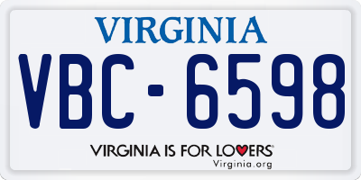 VA license plate VBC6598
