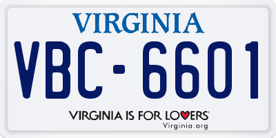 VA license plate VBC6601