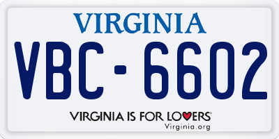 VA license plate VBC6602