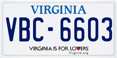 VA license plate VBC6603