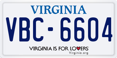 VA license plate VBC6604