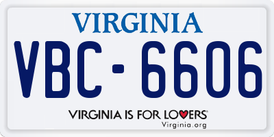 VA license plate VBC6606