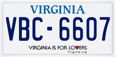 VA license plate VBC6607