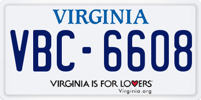 VA license plate VBC6608