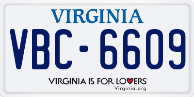VA license plate VBC6609
