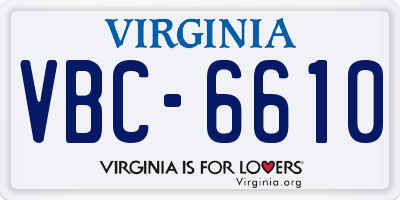 VA license plate VBC6610