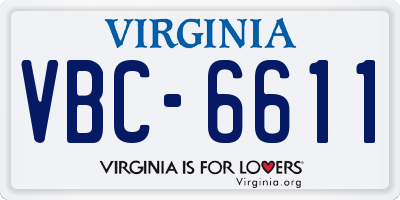 VA license plate VBC6611