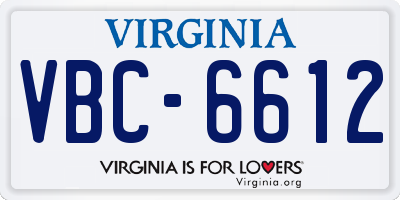 VA license plate VBC6612