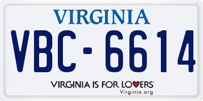 VA license plate VBC6614