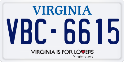 VA license plate VBC6615