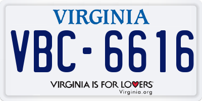 VA license plate VBC6616