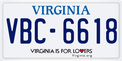 VA license plate VBC6618