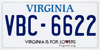 VA license plate VBC6622