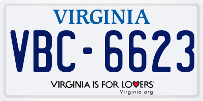 VA license plate VBC6623