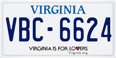 VA license plate VBC6624