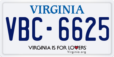 VA license plate VBC6625