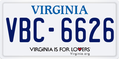 VA license plate VBC6626